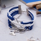 Браслет кожа «Магия знаков» совушки, 5 нитей, бело-синий, L=20 см - Фото 2