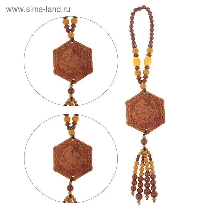 Чётки с подвеской "Хотэй" пластик, дерево 33х6,5 см - Фото 1