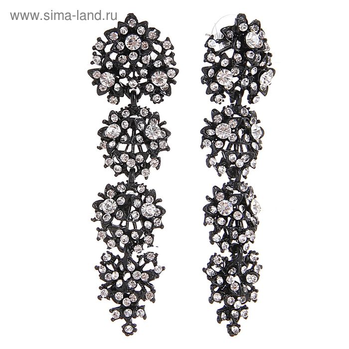 Серьги висячие со стразами «Шарм», цвет белый в золоте - Фото 1