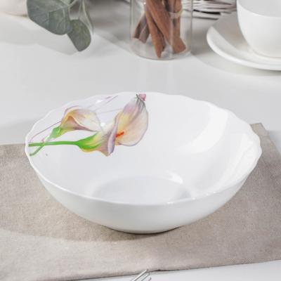 Салатник Доляна «Дивные каллы», 600 мл, d=20 см, стеклокерамика