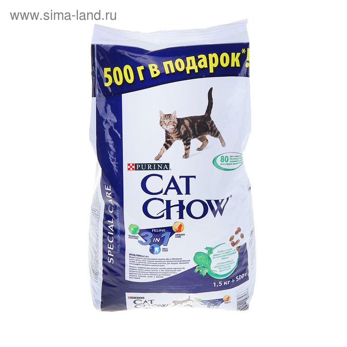 Акция +25%! Сухой корм CAT CHOW 3 в 1, для кошек, 2 кг - Фото 1