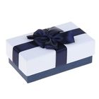 Коробка подарочная, белая крышка с синим бантом - Фото 1