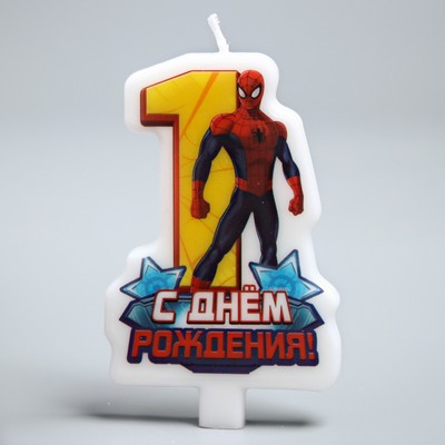 Свеча в торт "С днем рождения", цифра 1, Человек-Паук