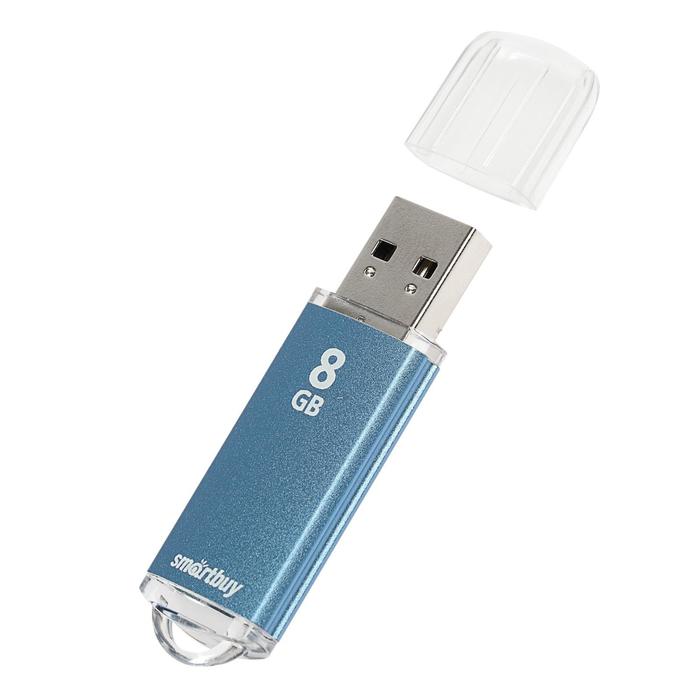 Флешка Smartbuy V-Cut, 8 Гб, USB2.0, чт до 25 Мб/с, зап до 15 Мб/с, синяя