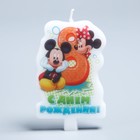 Свеча в торт Дисней "С днем рождения" цифра 8 Микки Маус - Фото 1