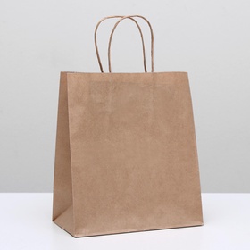 Пакет крафт без печати, круглая ручка 22?12?28 см (комплект 20 шт)