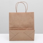 Пакет крафт без печати, круглая ручка 22×12×28 см - Фото 3