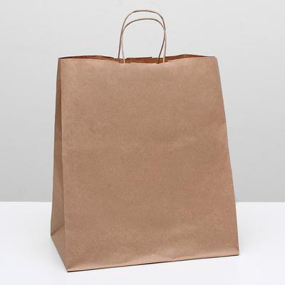 Пакет крафт без печати, круглая ручка 32×18×37 см