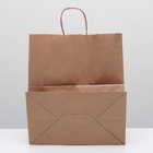 Пакет крафт без печати, круглая ручка 32×18×37 см - Фото 3