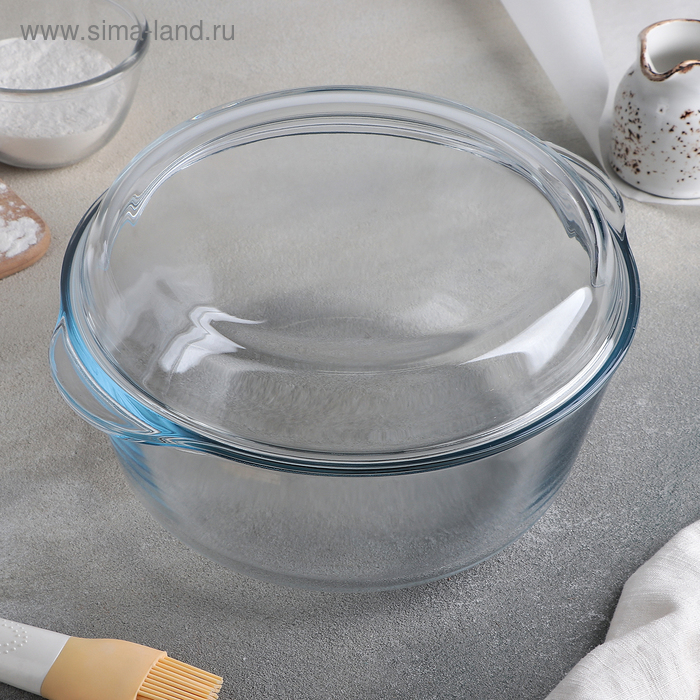 Форма для запекания Paşabahçe Borcam, 3 л, с крышкой, жаропрочное стекло, прозрачная - Фото 1