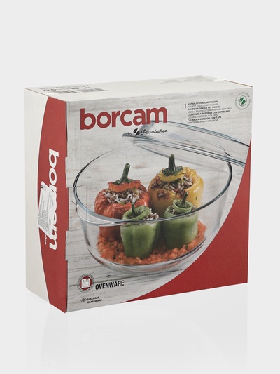 Кастрюля для запекания Paşabahçe Borcam, 3 л, с крышкой, жаропрочное стекло, прозрачная
