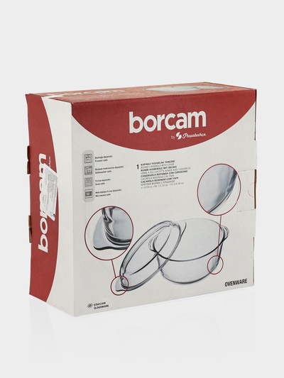 Кастрюля для запекания Paşabahçe Borcam, 3 л, с крышкой, жаропрочное стекло, прозрачная
