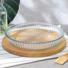 Форма круглая для запекания и выпечки из жаропрочного стекла Borcam, 2,6 л, рифлёная