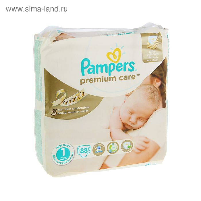 Подгузники Pampers Premium Care Newborn (2-5 кг), 88 шт - Фото 1