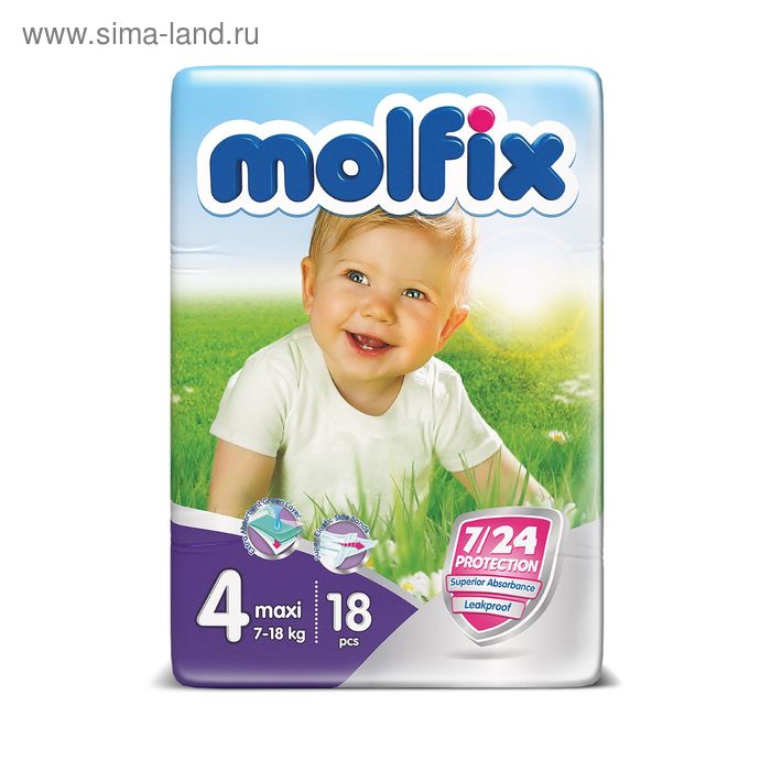 Подгузники Molfix, Maxi 4 (7-18 кг), 18 шт. - Фото 1