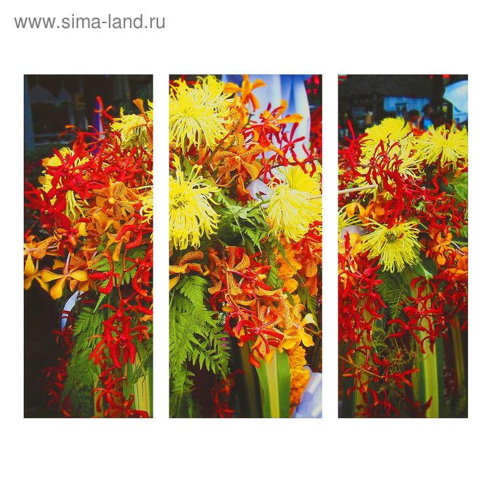 Картина модульная на подрамнике "Тайские цветы" 25х65, 30х65, 25х65 см - Фото 1