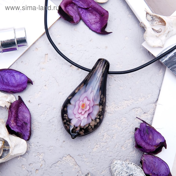 Кулон «Муранское стекло» натурель, капля, рисунок МИКС , длина 45см - Фото 1