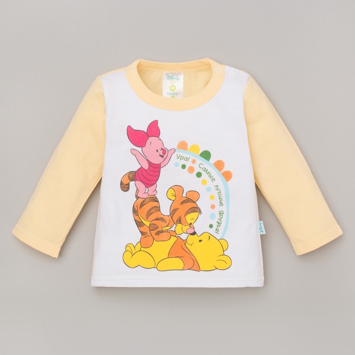 Футболка с длинным рукавом детская "Дисней беби: Медвежонок Винни и друзья", рост 68-74 (48) см, 6-9 мес, 100% хлопок - Фото 1