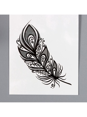 Переводная тату на тело чёрная «Перо», 5.3?6.3 см (комплект 4 шт)