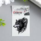 Переводная тату на тело чёрная «Волк», 5.3×6.3 см - Фото 1