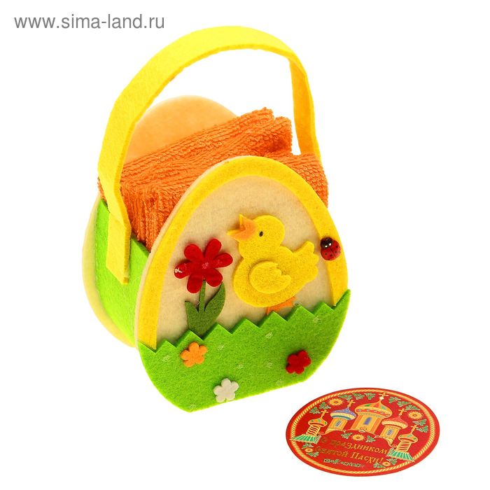 Наб. полотенец в корзинке Collorista "Святая Пасха" 30х30 см- 2шт, хлопок 330 гр/м2 - Фото 1