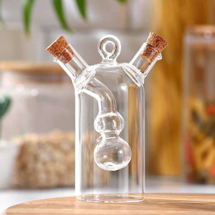 Бутыль стеклянная для соусов и масла 2 в 1 «Фьюжн. Эмби», 100/20 мл, 8×4,5×12 см - фото 1889150224