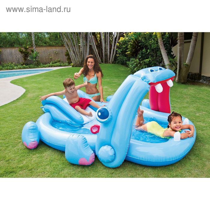 Игровой центр, надувной "Гиппопотам", 221х188х86 см, 3-6 лет 57150 INTEX - Фото 1