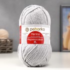 Пряжа для вязания спицами, крючком «Пехорский текстиль. Мериносовая», 50% мериносовая шерсть, 50% акрил, 200 м/100 г, (386 св. серый меланж) - Фото 3