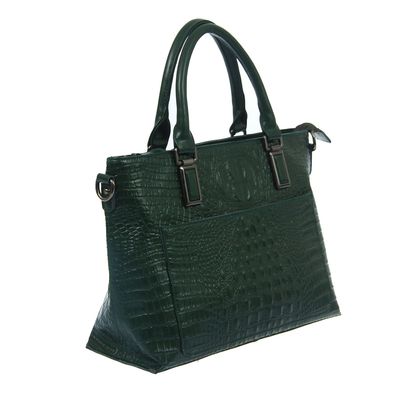 Сумка женская на молнии, 1 отдел, 2 наружный карман, длинный ремень, зелёная