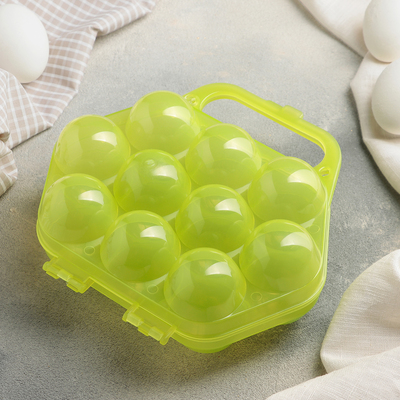 Контейнер для хранения яиц, 19×19×6,5 см, 10 ячеек, цвет МИКС