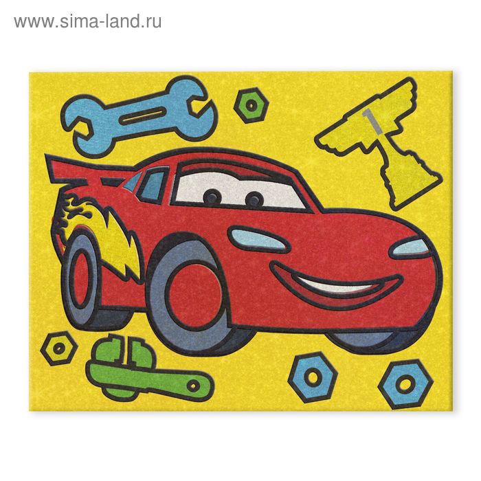 Фреска песком (9 цветов) и блёстками "Макуин", Тачки, бонус: игра - Фото 1