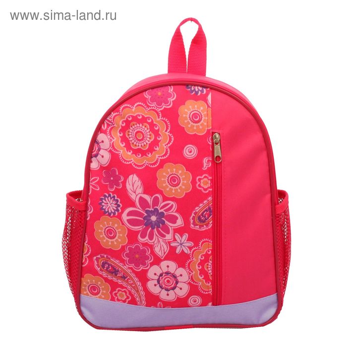 Рюкзак детский на молнии "Цветы", 1 отдел, 1 наружный и 2 боковых кармана, цвет розовый - Фото 1