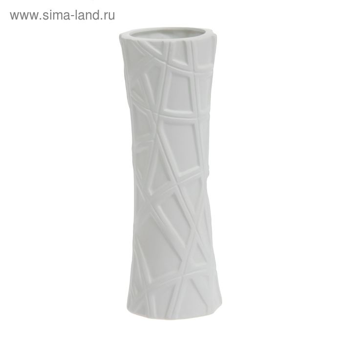 Ваза керамика "Этюд" полосы 30 см, белая - Фото 1