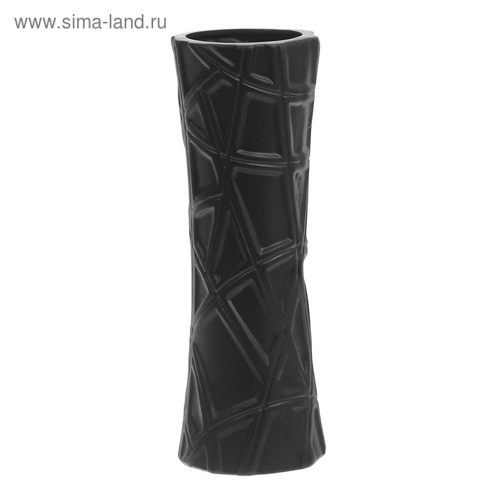 Ваза керамика "Этюд" полосы 30 см, чёрная - Фото 1
