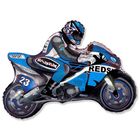 Шар фольгированный 31" «Мотоциклист», цвет синий - фото 5894775