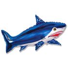 Шар фольгированный 42" «Акула большая», цвет синий - фото 297769973