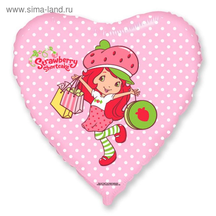 Шар фольгированный 18" "Девочка-клубничка", с подарками, сердце - Фото 1