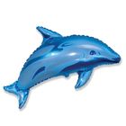Шар фольгированный 37" «Дельфин», цвет голубой - фото 318622806