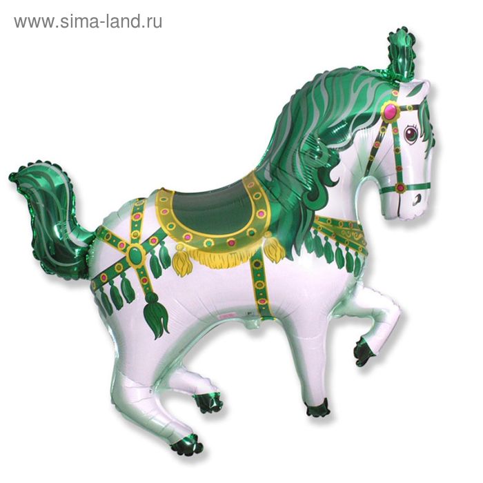 Шар фольгированный 30" "Лошадь цирковая", цвет зелёный - Фото 1