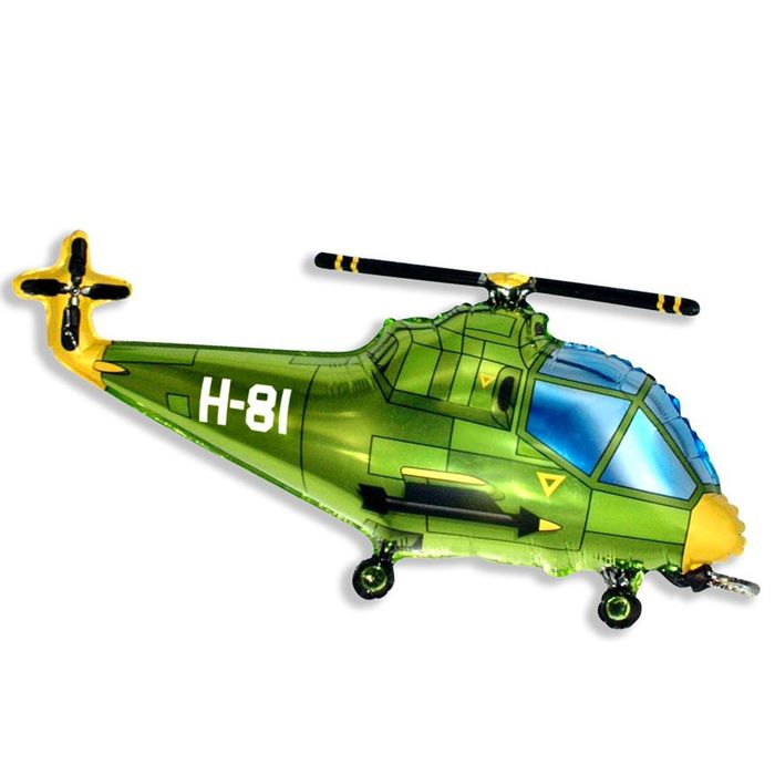 Шар фольгированный 30&quot; «Вертолёт», цвет зелёный