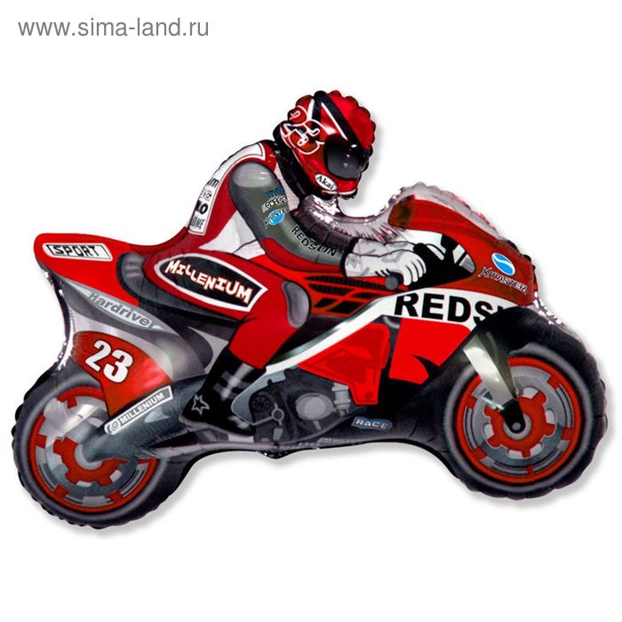 Шар фольгированный 31" «Мотоциклист», цвет красный - Фото 1