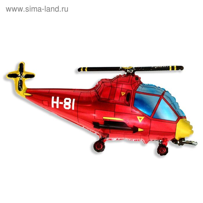 Шар фольгированный 38" «Вертолёт», цвет красный - Фото 1