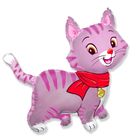 Шар фольгированный 37" «Кошечка с шарфом», цвет розовый - фото 317889926