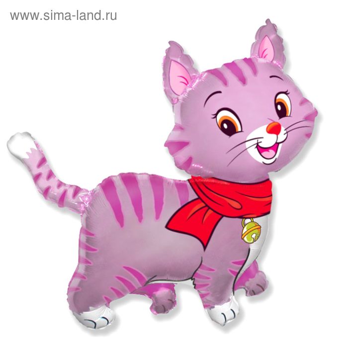 Шар фольгированный 37 «Кошечка с шарфом», цвет розовый
