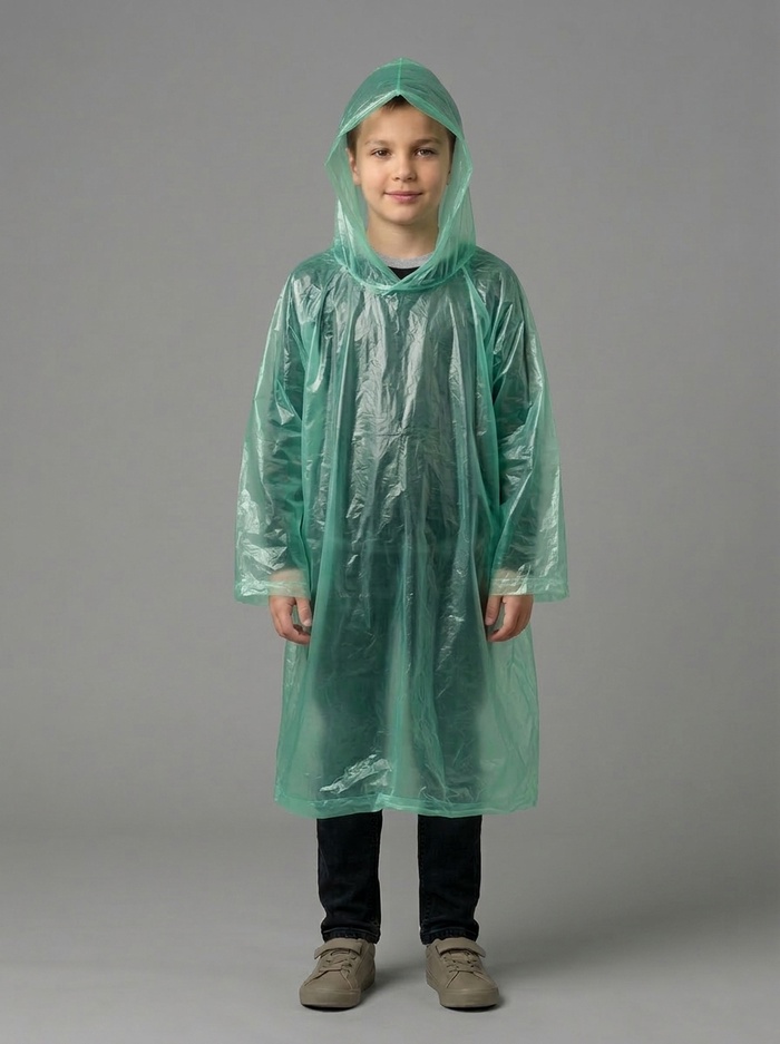 Дождевик детский «Непромокайка», рост 110-140, полиэтилен 15 г, зелёный - Фото 1