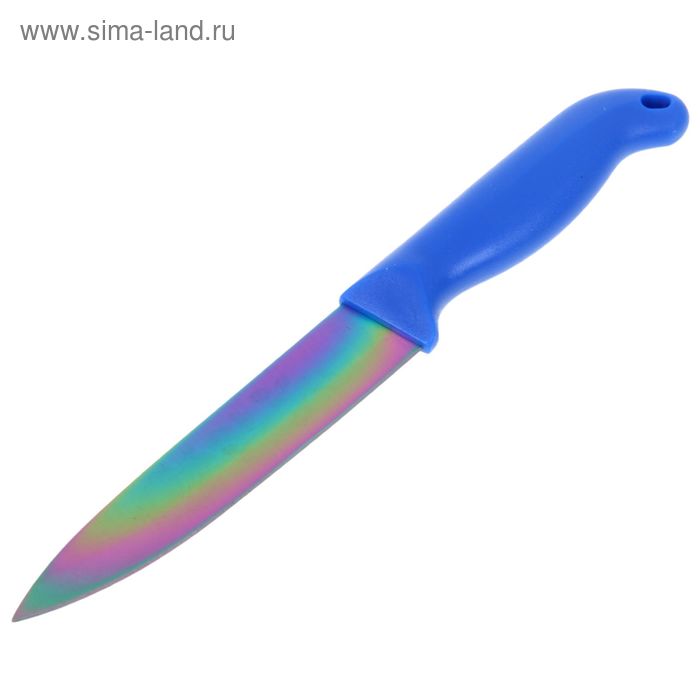 Нож с титановым покрытием Доляна «Органит», 13 см, цвет синий - Фото 1