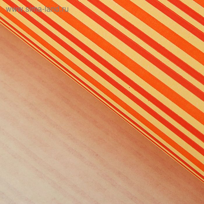 Бумага упаковочная крафт "Полоска", кремовый-оранжевый-красный 70см х 100см 6шт. - Фото 1