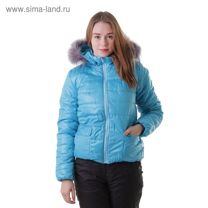 Куртка женская с мехом "ПАУЛА", размер 48 (L), цвет аква - Фото 1