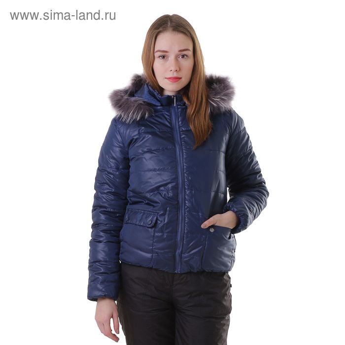 Куртка женская с мехом "ПАУЛА", размер 42 (XS), цвет индиго - Фото 1