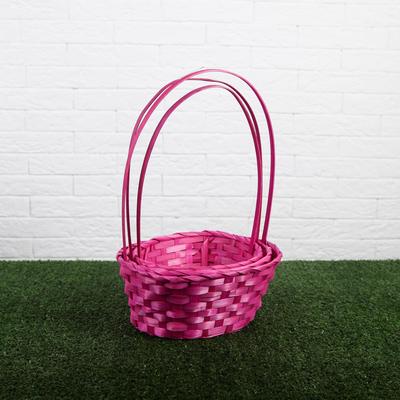 Набор корзин плетеных, бамбук, 22х18x10/34, 24х19x10/36, 27х21x10/38см, 3шт. Розовый